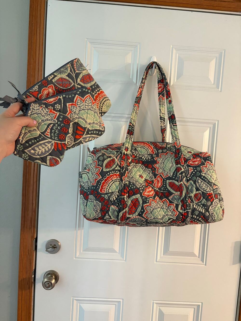 Vera Bradley Nomadic Floral Large Duffel Bag Set with 3 Matching Pouches